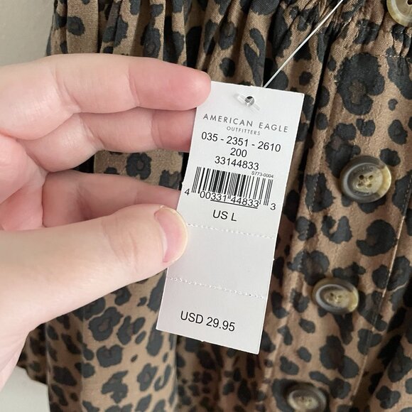 American Eagle Outfitters Wmn L Animal Print Spaghetti Strap Halter Crop Top NWT - Picture 6 of 9